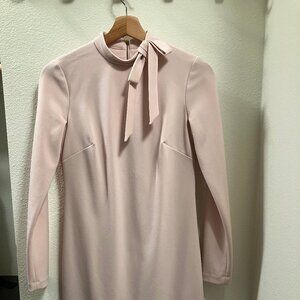 Calvin Klein Dress Longsleeve with Bow Light Pink, Size 2